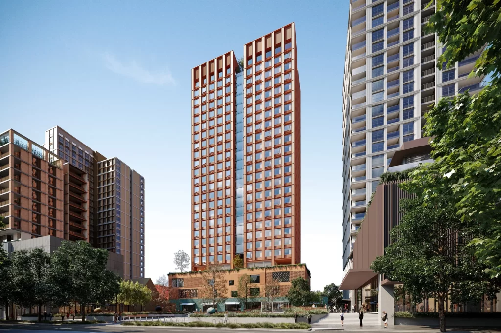 Architectural render of the proposed Waterloo Metro Quarter Central Precinct development.