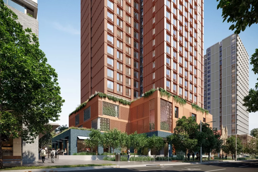 Architectural render of the proposed Waterloo Metro Quarter Central Precinct development.