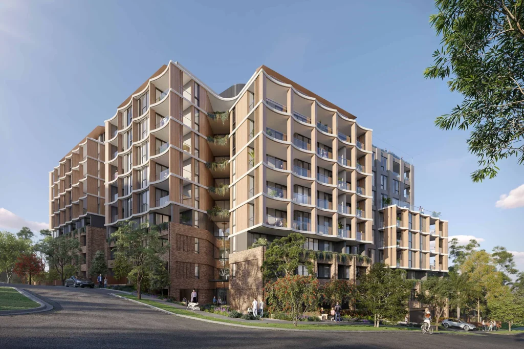 Architectural drawing of the proposed residential flat building at 12–16 Bent Street, Lindfield.