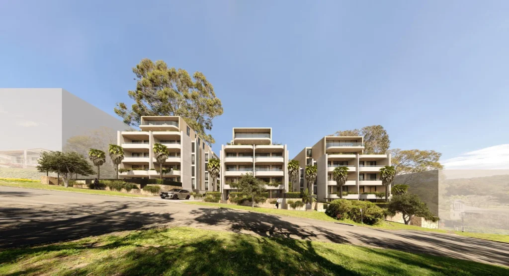 Architectural drawing of the proposed residential development at 159-167 Darley Street West, Mona Vale.