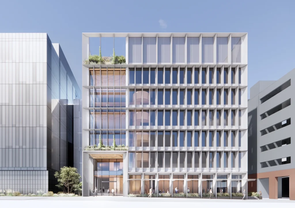 Architectural render of the proposed UNSW Building E25 Biolink extension and refurbishment.