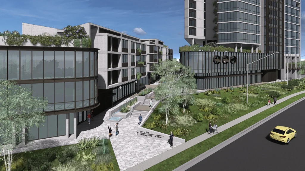 Architectural drawing of the proposed development at 241-245 Pennant Hills Road, Carlingford.
