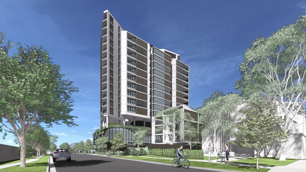 Architectural drawing of the proposed development at 241-245 Pennant Hills Road, Carlingford.