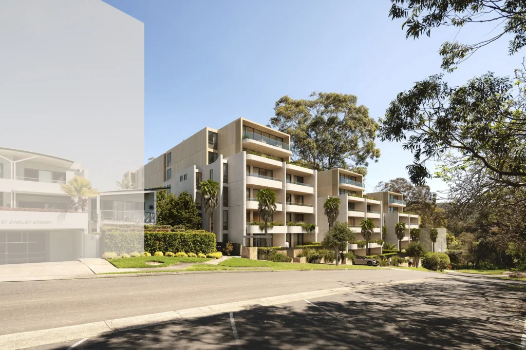 Architectural render of the proposed development at 159-167 Darley Street West, Mona Vale.