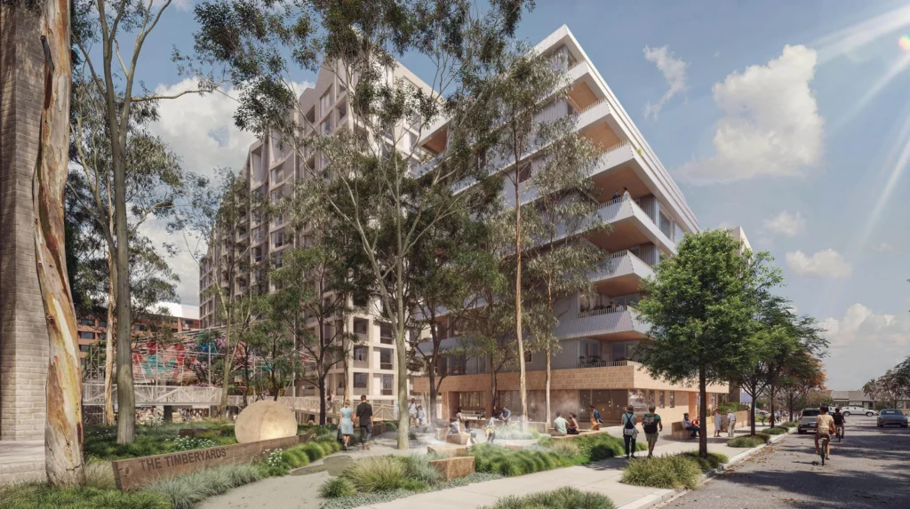 An architectural drawing related to The Timberyards project.