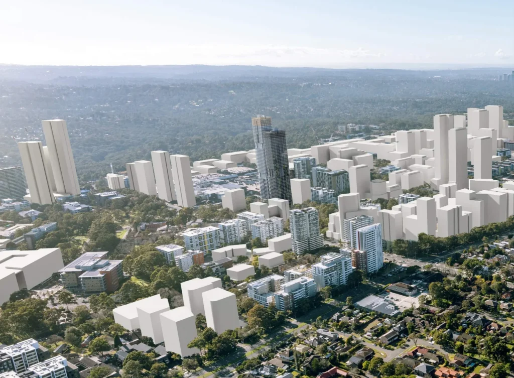 An urban design and architectural diagram or plan.