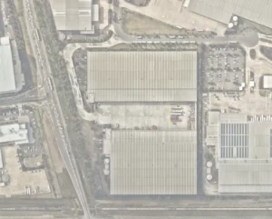 A plan drawing of the proposed warehouse site.