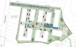 A page from the architectural plans for the Schofields housing project.