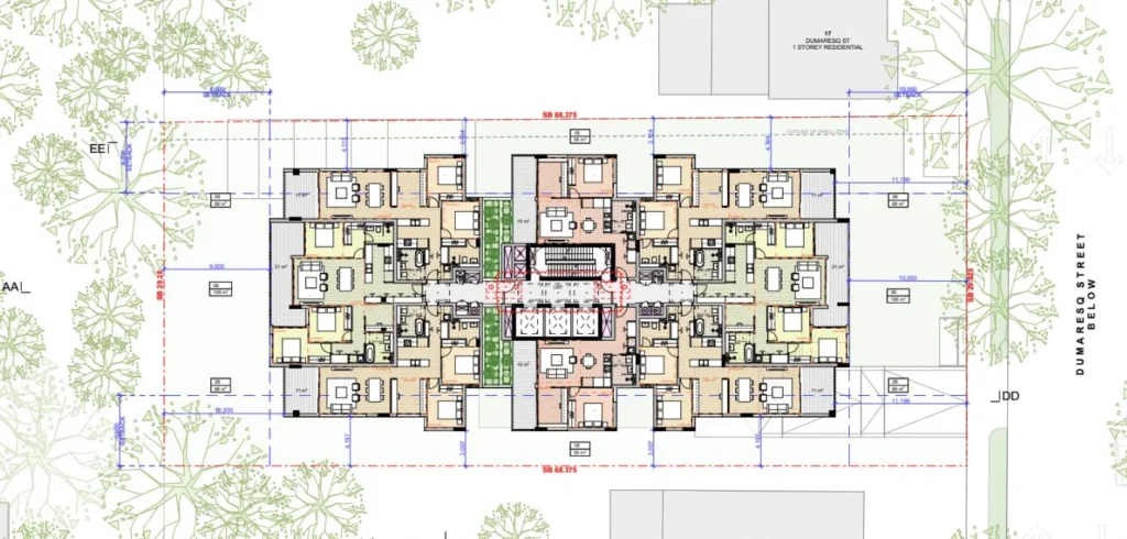A set of architectural plans for 19-21 Dumaresq Street.