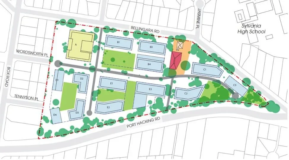 A site plan for the Frank Vickery Village redevelopment.