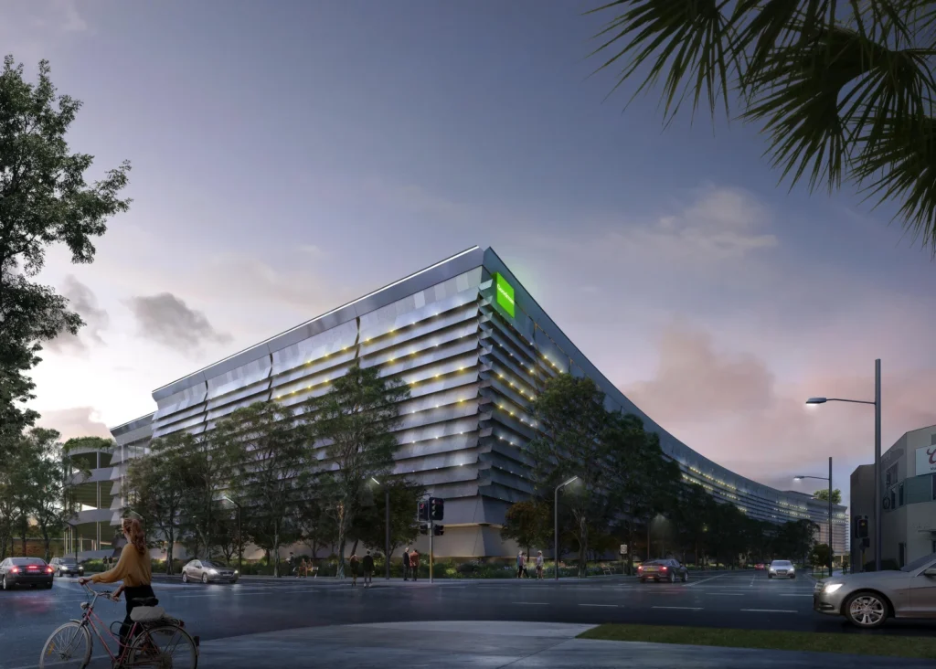 A set of architectural plans for a warehouse development.