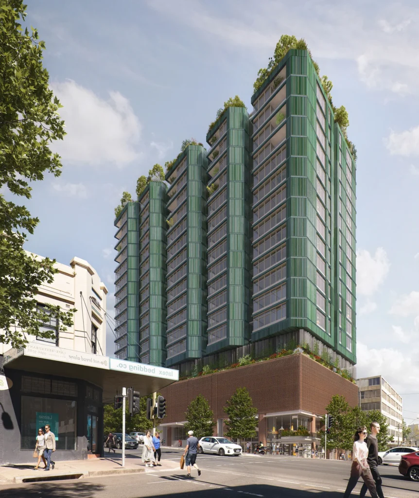 A set of architectural plans for the Crows Nest Over Station development.