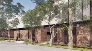 A plan drawing of the proposed warehouse development.