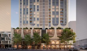 A set of architectural plans for the proposed tower.