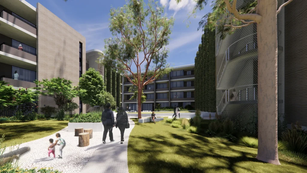 A set of architectural plans for the Coffs Harbour affordable housing project.