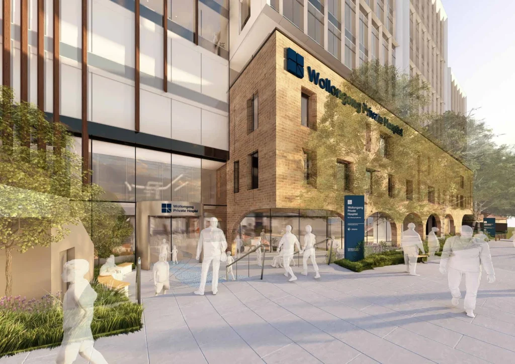 A set of architectural plans for the proposed hospital expansion.