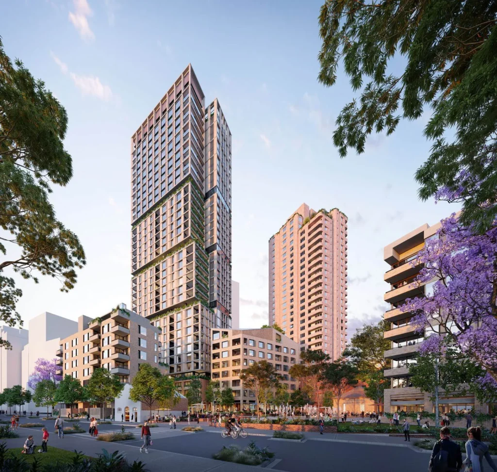 A set of architectural plans for the Waterloo mixed-use development.