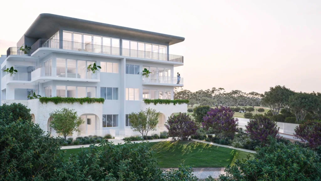 A set of architectural plans for a residential flat building project.