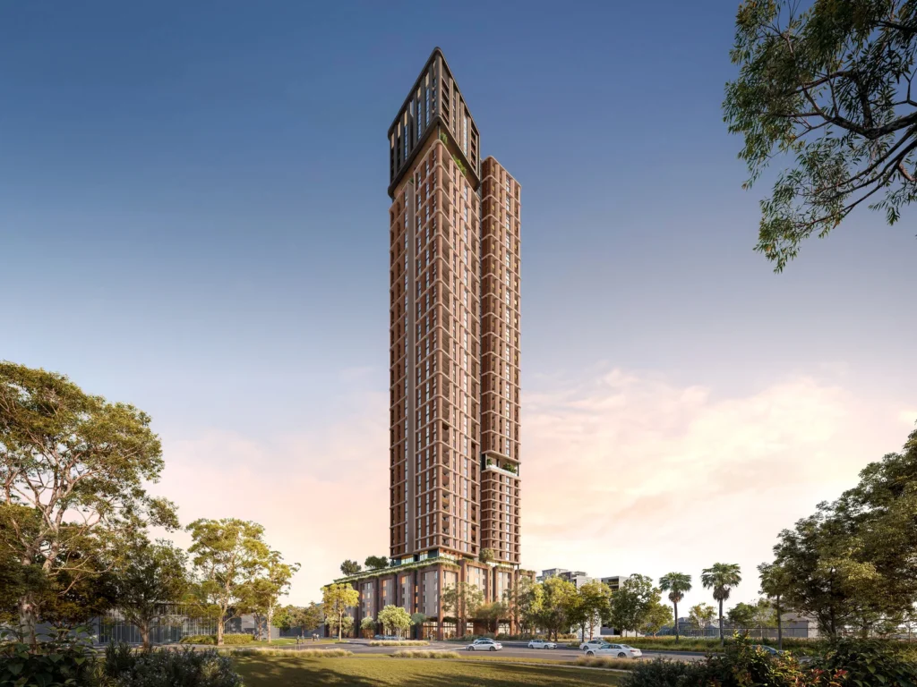 48-Storey Penrith Tower Returns with 341 Apartments Planning image for Shop-top housing development with in-fill affordable housing at 614 - 632 High Street, Penrith at Penrith.