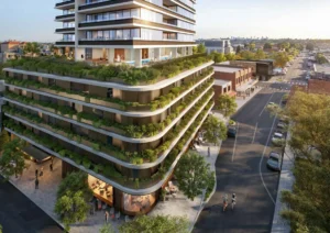 $154.6m Campsie tower with 156 apartments approved Planning image for Mixed Use Development 10 London Street and 43 North Parade, Campsie at 10 London Street & 43 North Parade, Campsie.